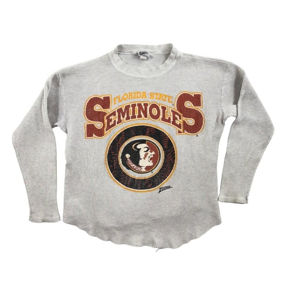 Vintage Florida State Seminoles Shirt Womens Large Gray NCAA Football Zubaz 90s